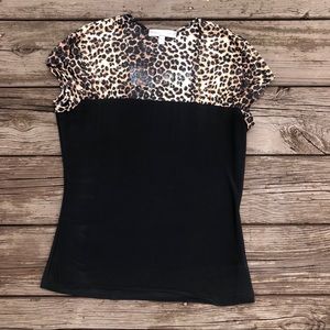 cheetah print and black dressy top